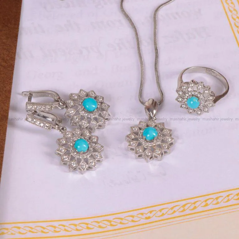 نیم ست فیروزه زنانه کد 2149