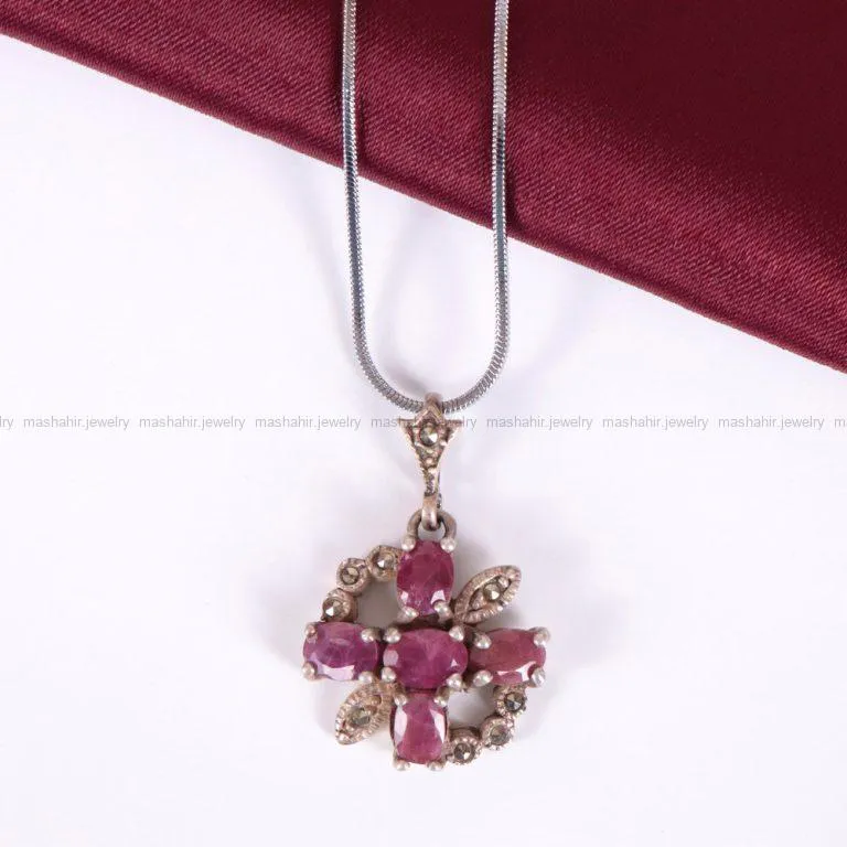 گردنبند یاقوت سرخ زنانه کد 2275