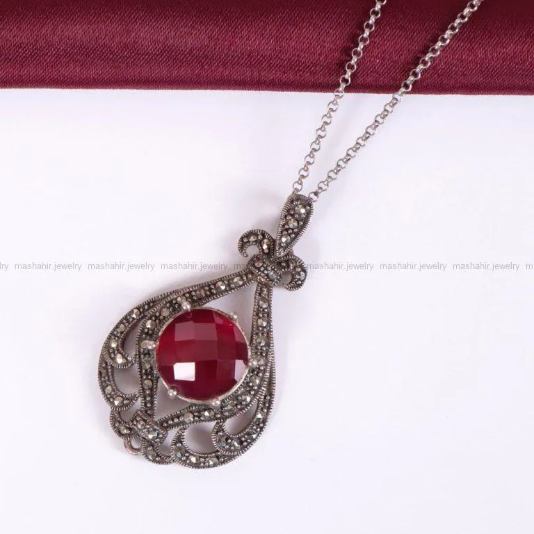 گردنبند طرح یاقوت زنانه کد 2276