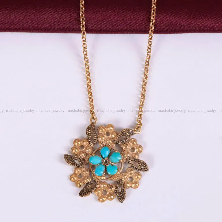 گردنبند فیروزه زنانه کد 2279
