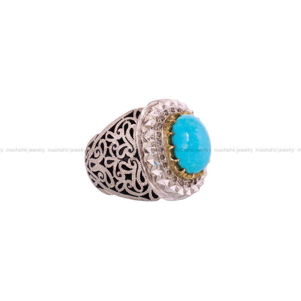 انگشتر فیروزه شجری مردانه کد 4048