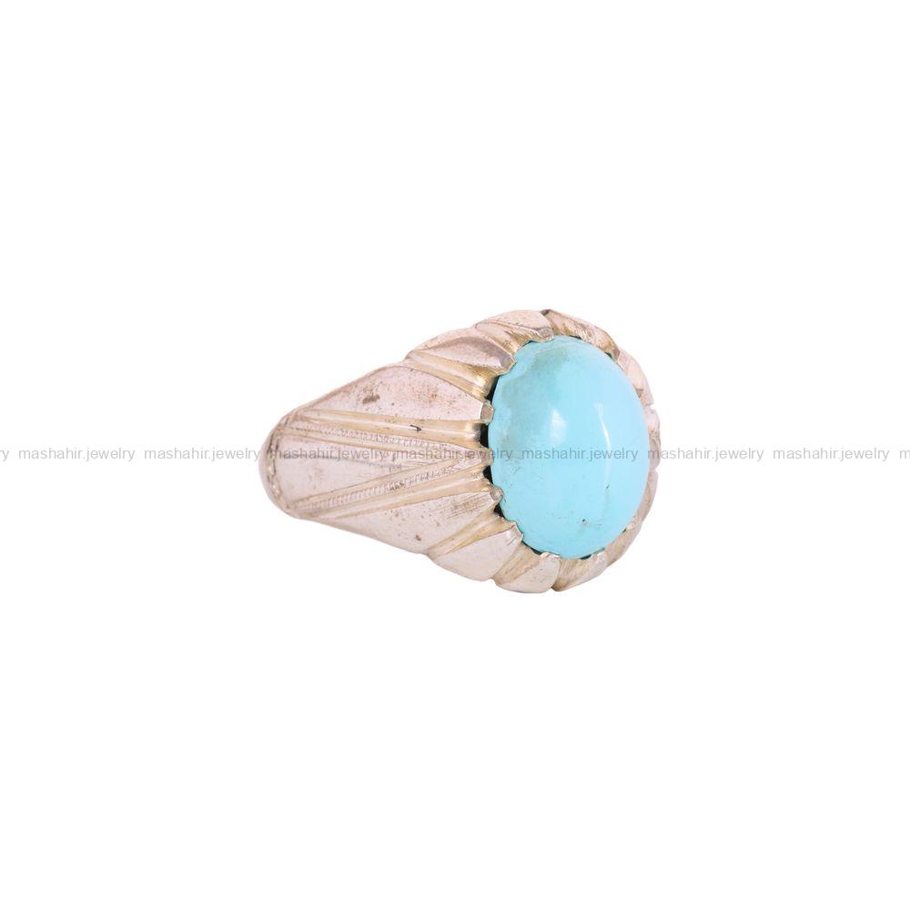 انگشتر فیروزه عجمی مردانه کد 4056