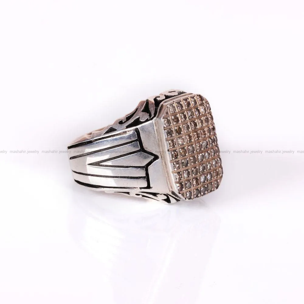انگشتر صفحه برلیان مردانه کد 815