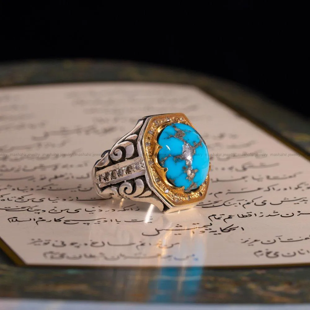 انگشتر فیروزه شجری مردانه کد 1762