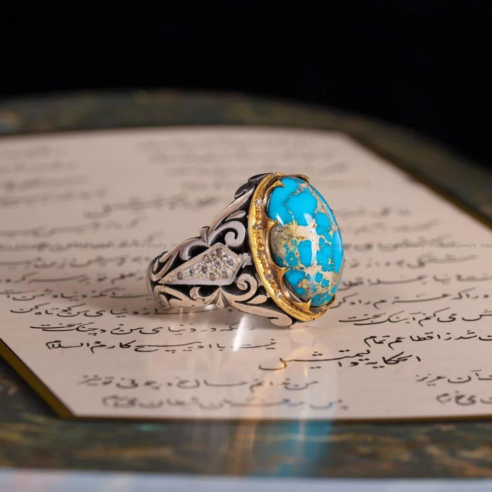 انگشتر فیروزه شجری مردانه کد 1761