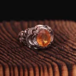 انگشتر توپاز پرتقالي مردانه کد 1292