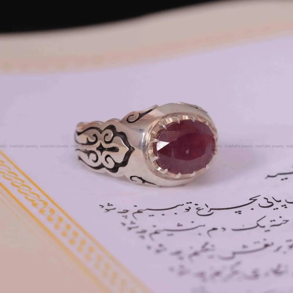 انگشتر یاقوت سرخ مردانه کد 1301