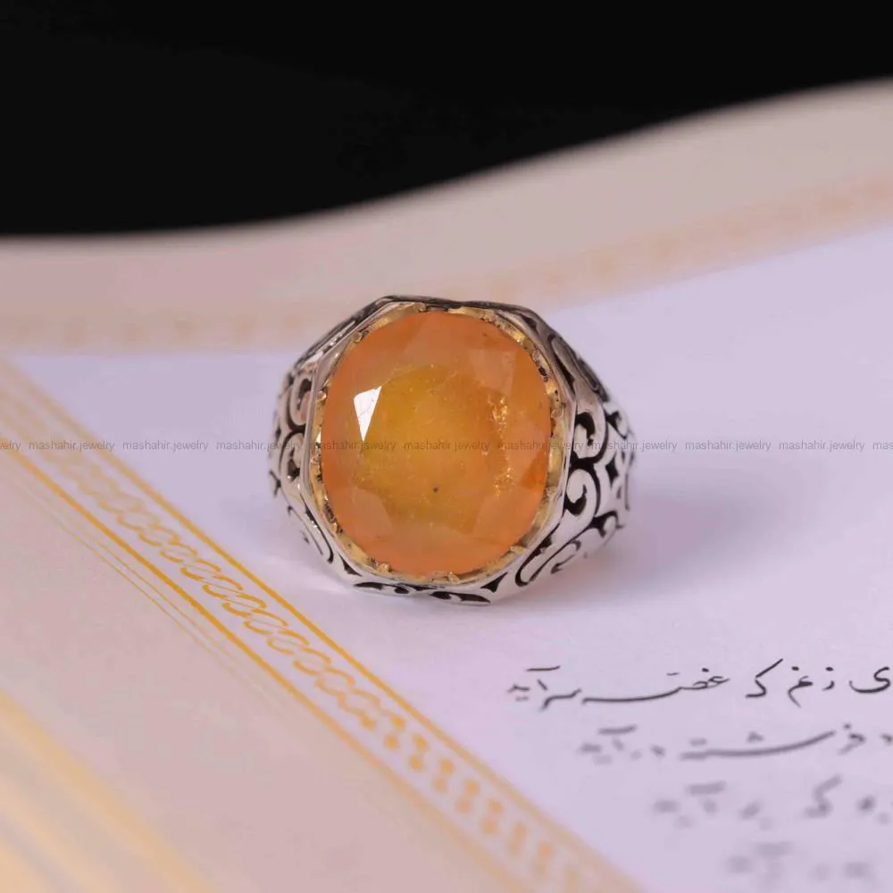 انگشتر یاقوت زرد مردانه کد 1303