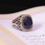 انگشتر ياقوت کبود مردانه کد 1304
