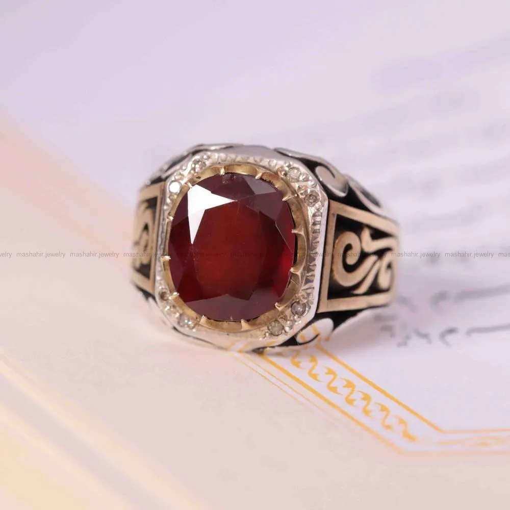 انگشتر یاقوت سرخ مردانه کد 1307