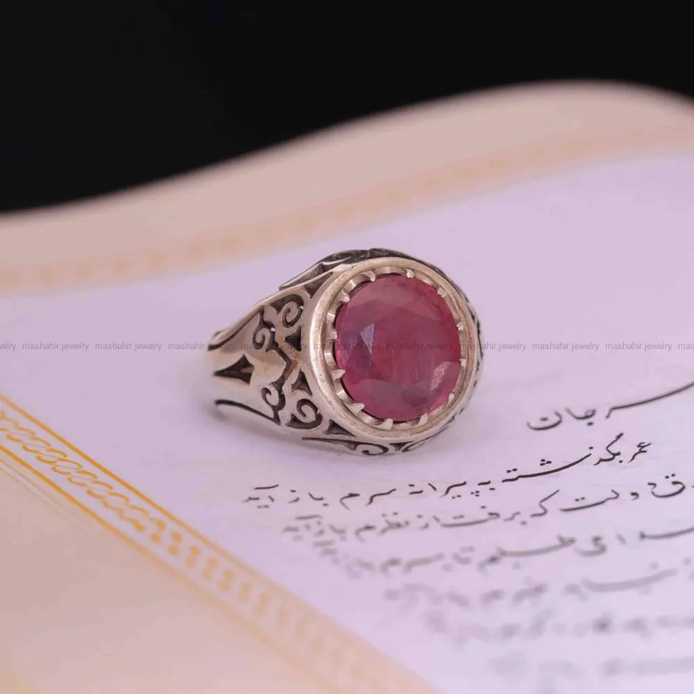 انگشتر یاقوت سرخ مردانه کد 1310
