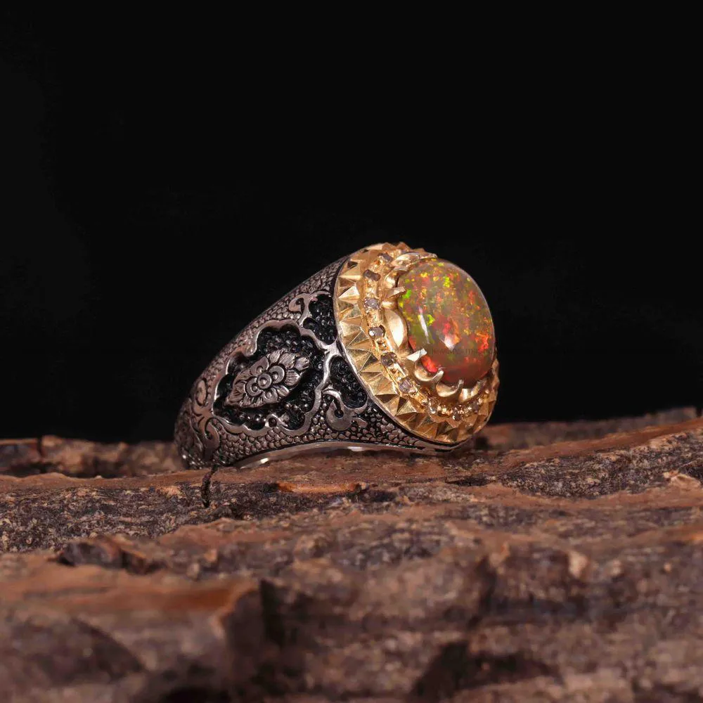 انگشتر اوپال مردانه کد 1355