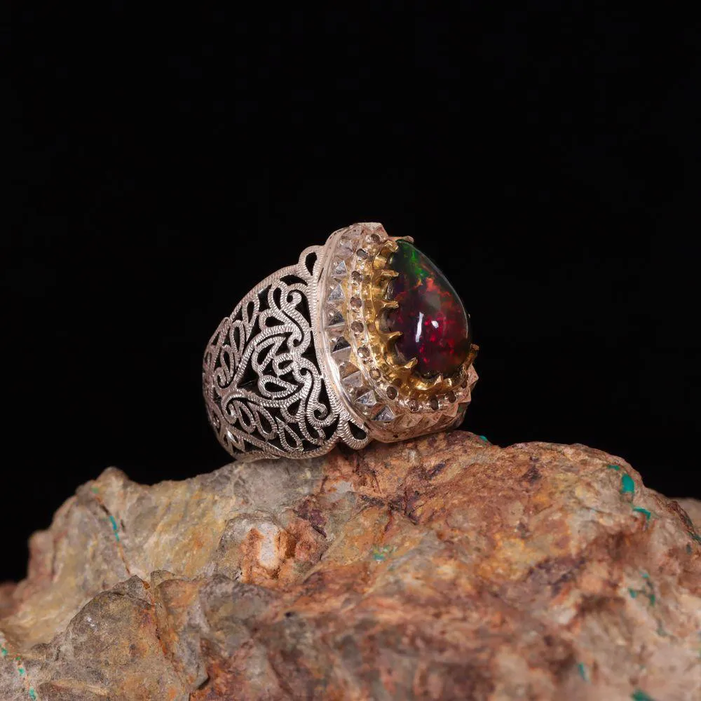 انگشتر اوپال مردانه کد 1403