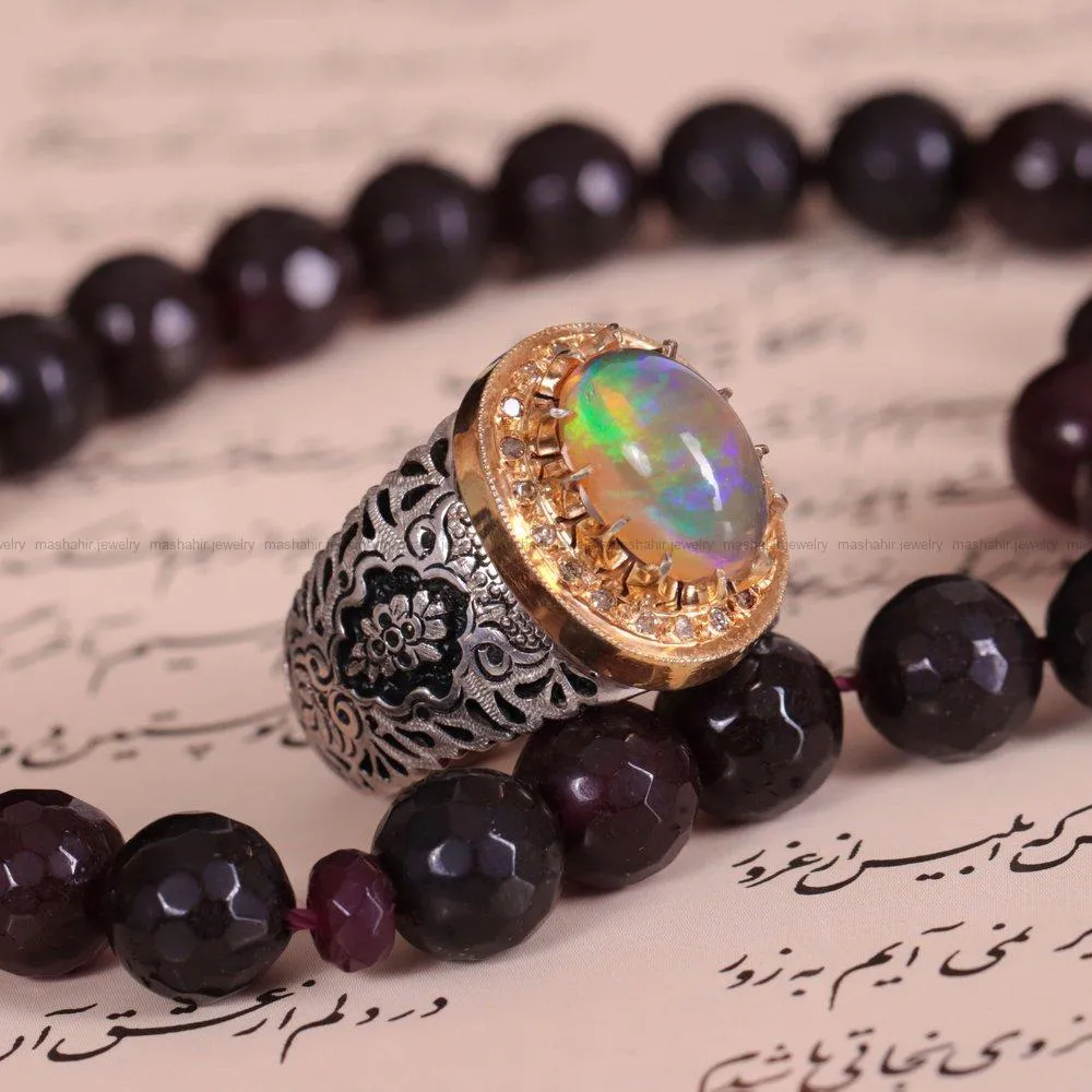 انگشتر اوپال مردانه کد 1488
