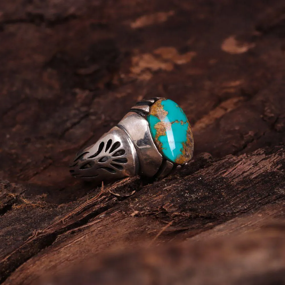 انگشتر فیروزه شجری مردانه کد 2649
