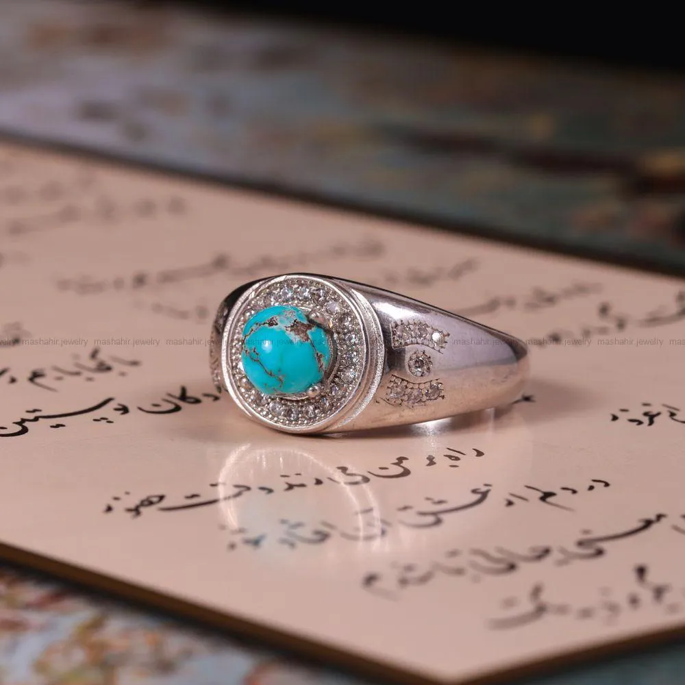 انگشتر فیروزه شجری مردانه کد 2701