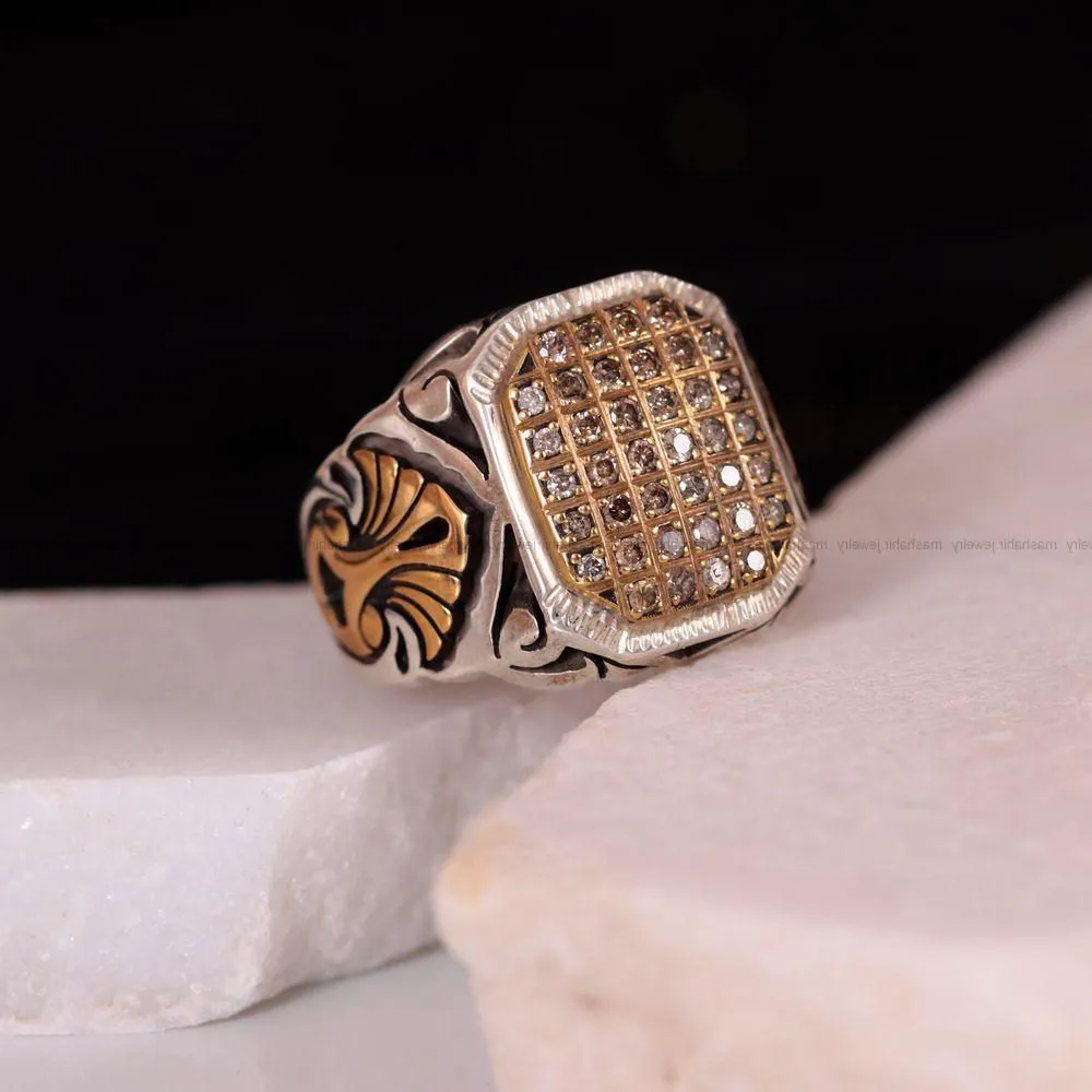 انگشتر صفحه برلیان مردانه کد 849