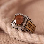 انگشتر یاقوت زرد مردانه کد 858