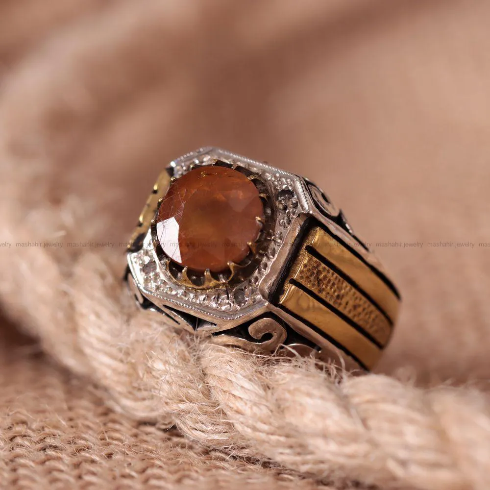 انگشتر یاقوت زرد مردانه کد 858