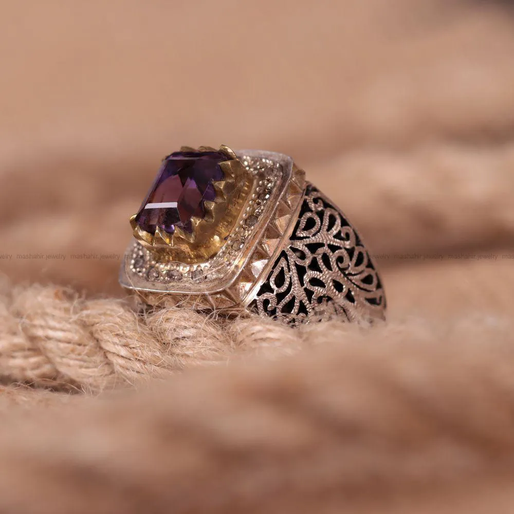 انگشتر آمیتیست مردانه کد 862
