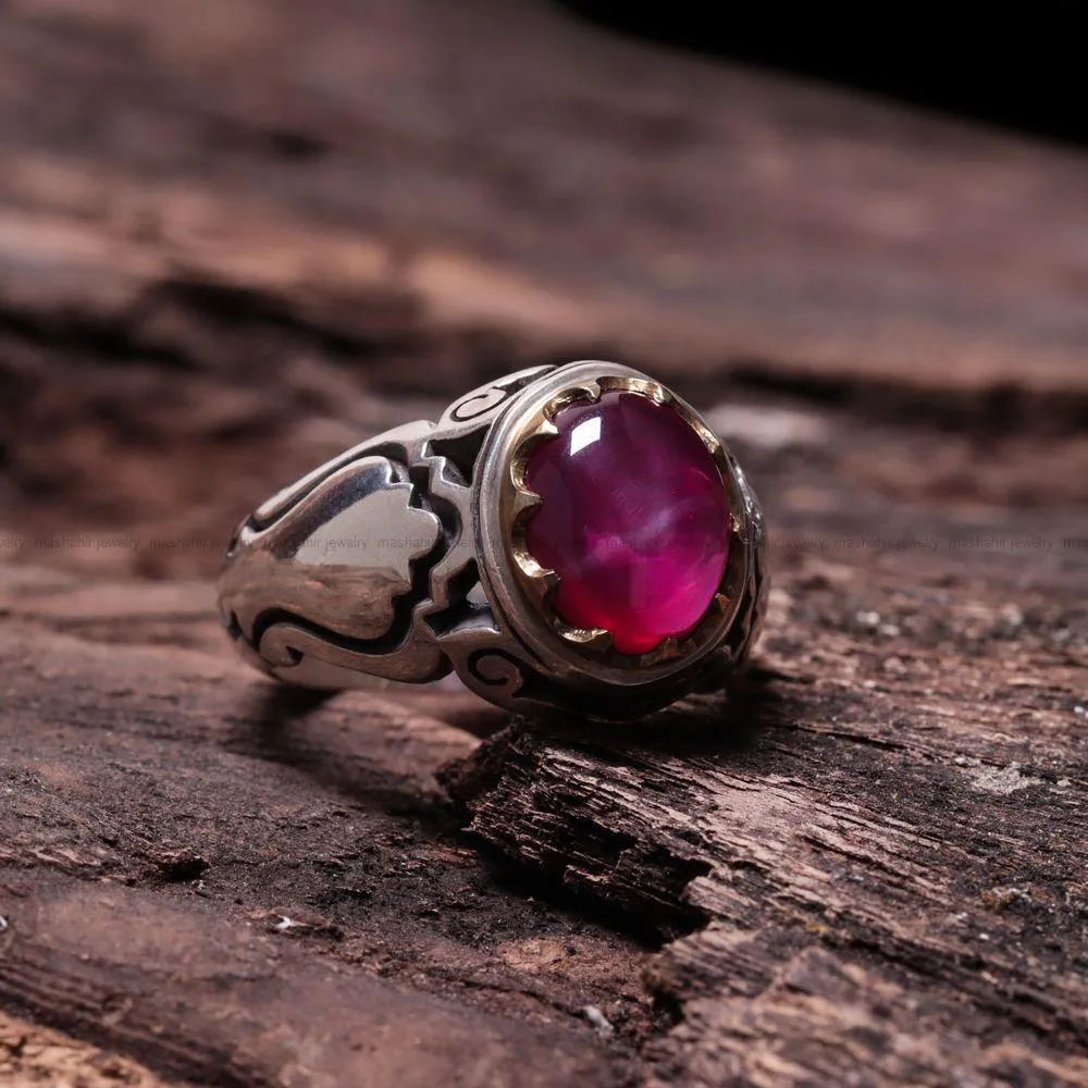 انگشتر ياقوت استار قرمز مردانه کد 865
