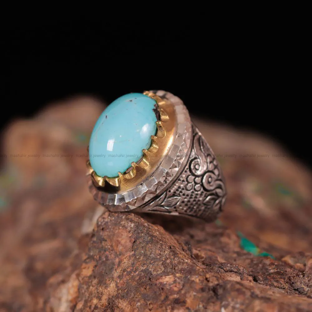 انگشتر فیروزه شجری مردانه کد 898