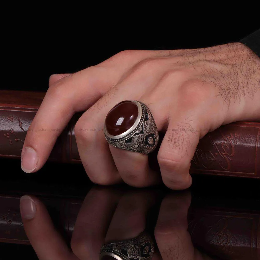 انگشتر عقیق مردانه کد 1247