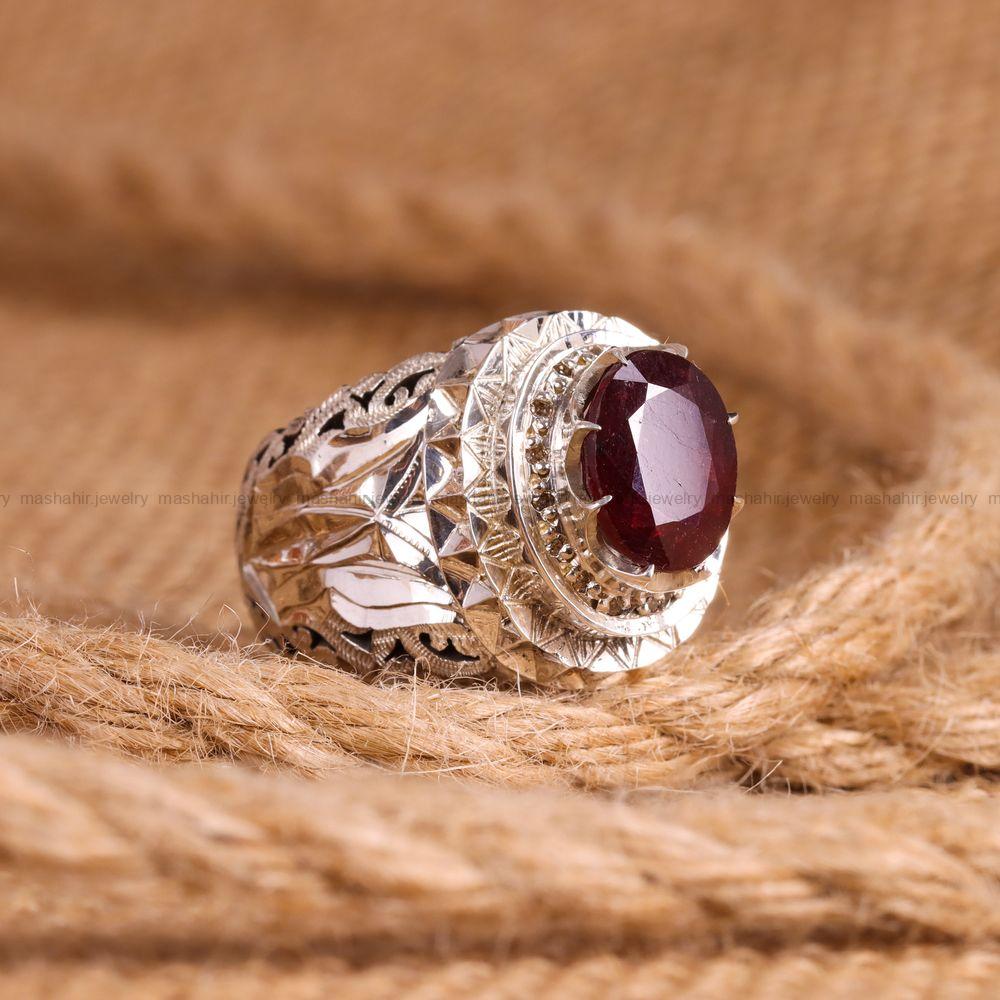 انگشتر یاقوت سرخ مردانه کد 4049