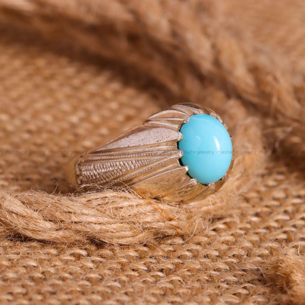 انگشتر فیروزه عجمی مردانه کد 4055