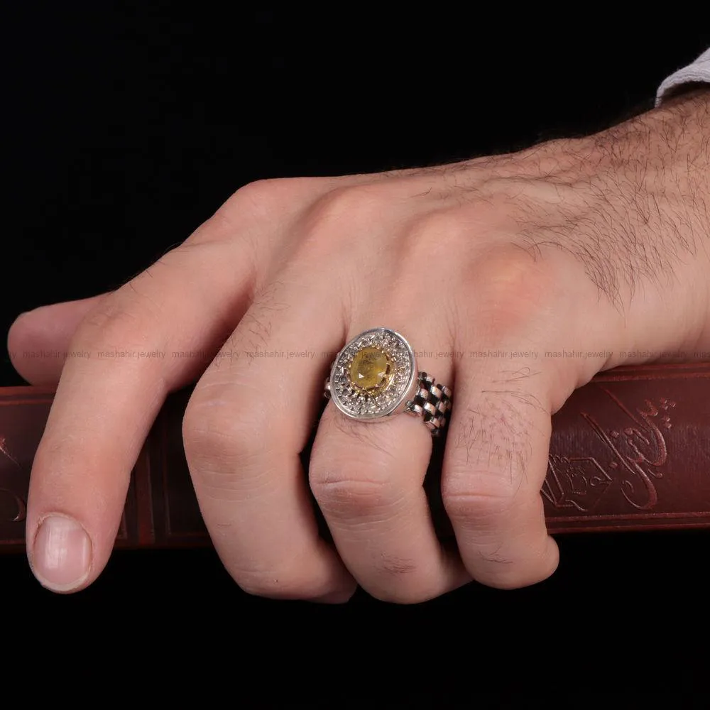انگشتر یاقوت زرد مردانه کد 805