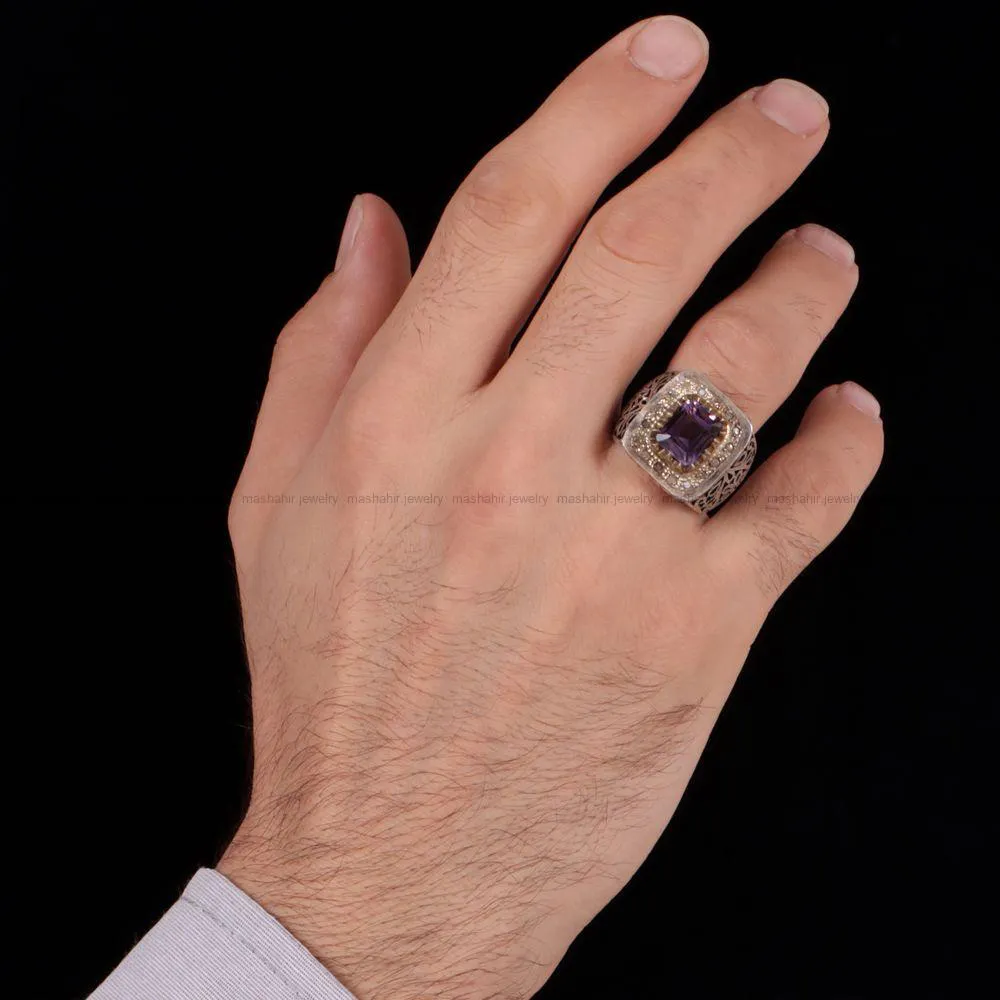 انگشتر آمیتیست مردانه کد 862
