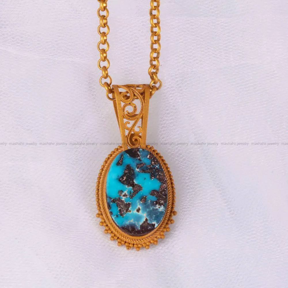 گردنبند فیروزه زنانه کد 2741
