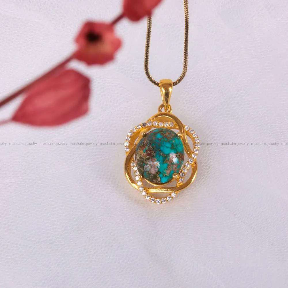 گردنبند فیروزه زنانه کد 2744