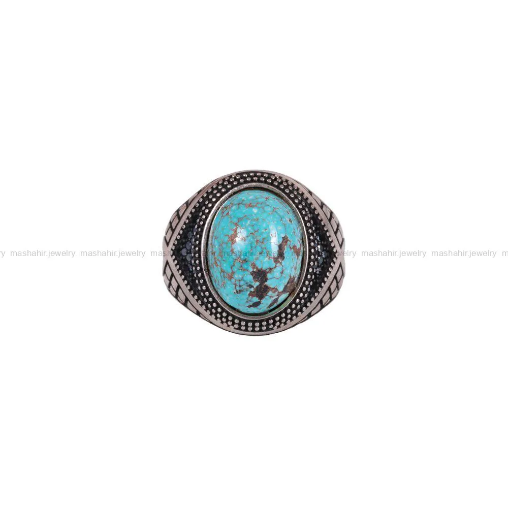 انگشتر فیروزه شجری مردانه کد 2850