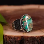 انگشتر فیروزه شجری مردانه کد 2856
