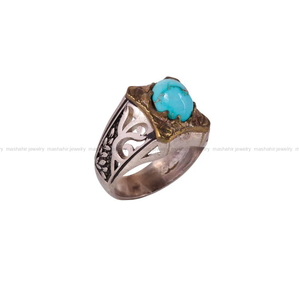 انگشتر فیروزه شجری مردانه کد 2971