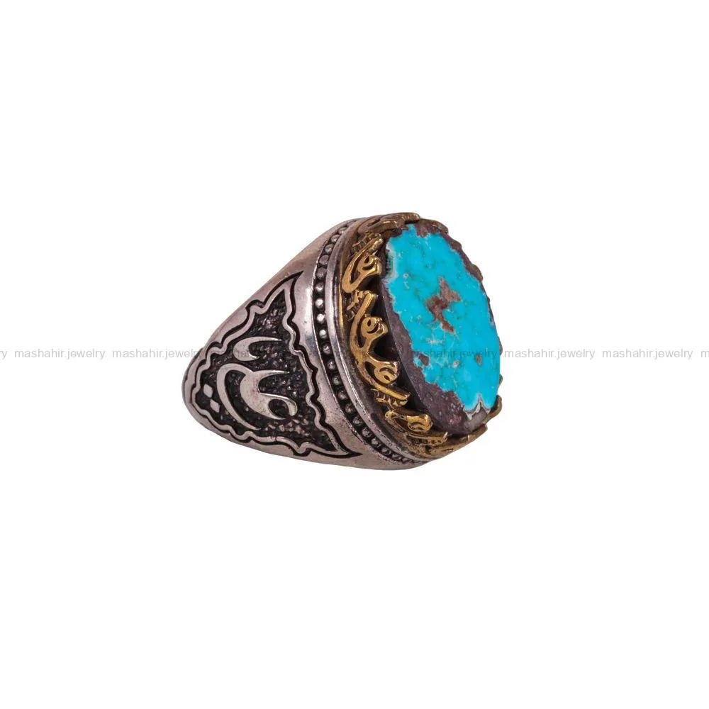 انگشتر فیروزه شجری مردانه کد 2976