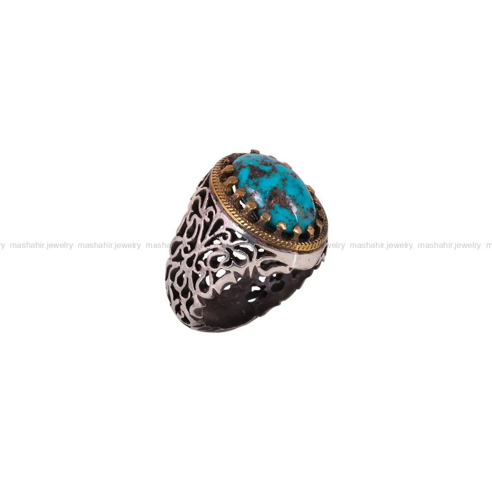 انگشتر فیروزه شجری مردانه کد 2978