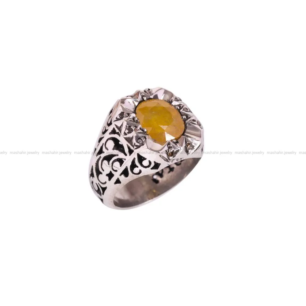 انگشتر یاقوت زرد مردانه کد 4648