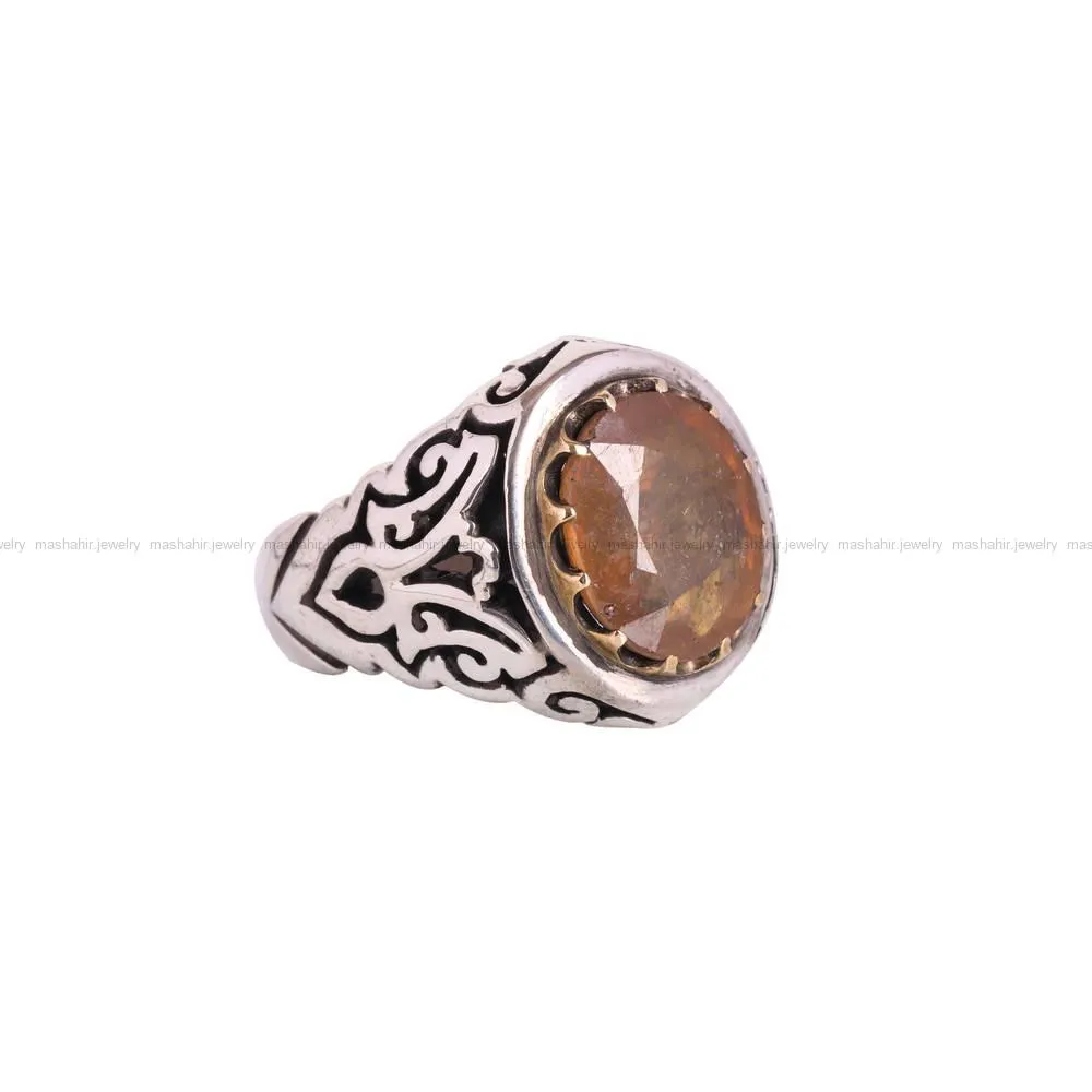 انگشتر یاقوت زرد مردانه کد 4649