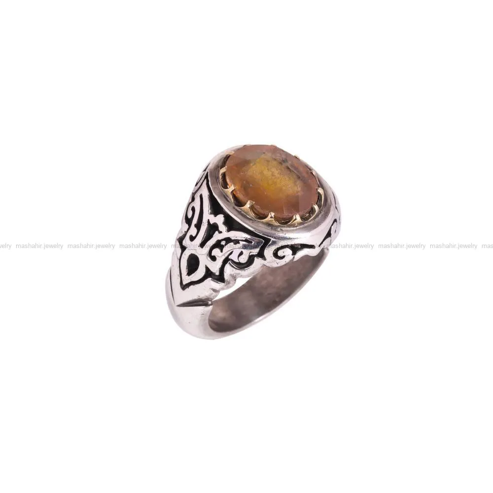 انگشتر یاقوت زرد مردانه کد 4649