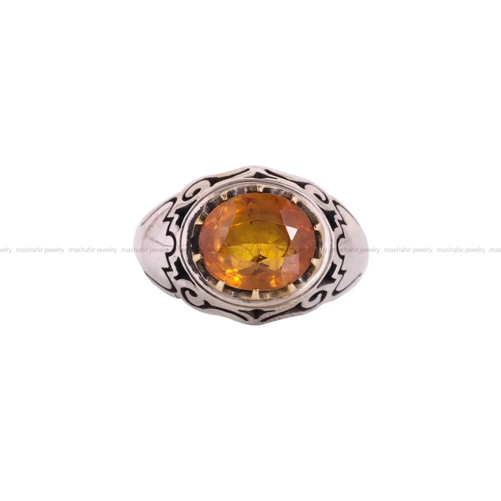 انگشتر یاقوت زرد مردانه کد 4652