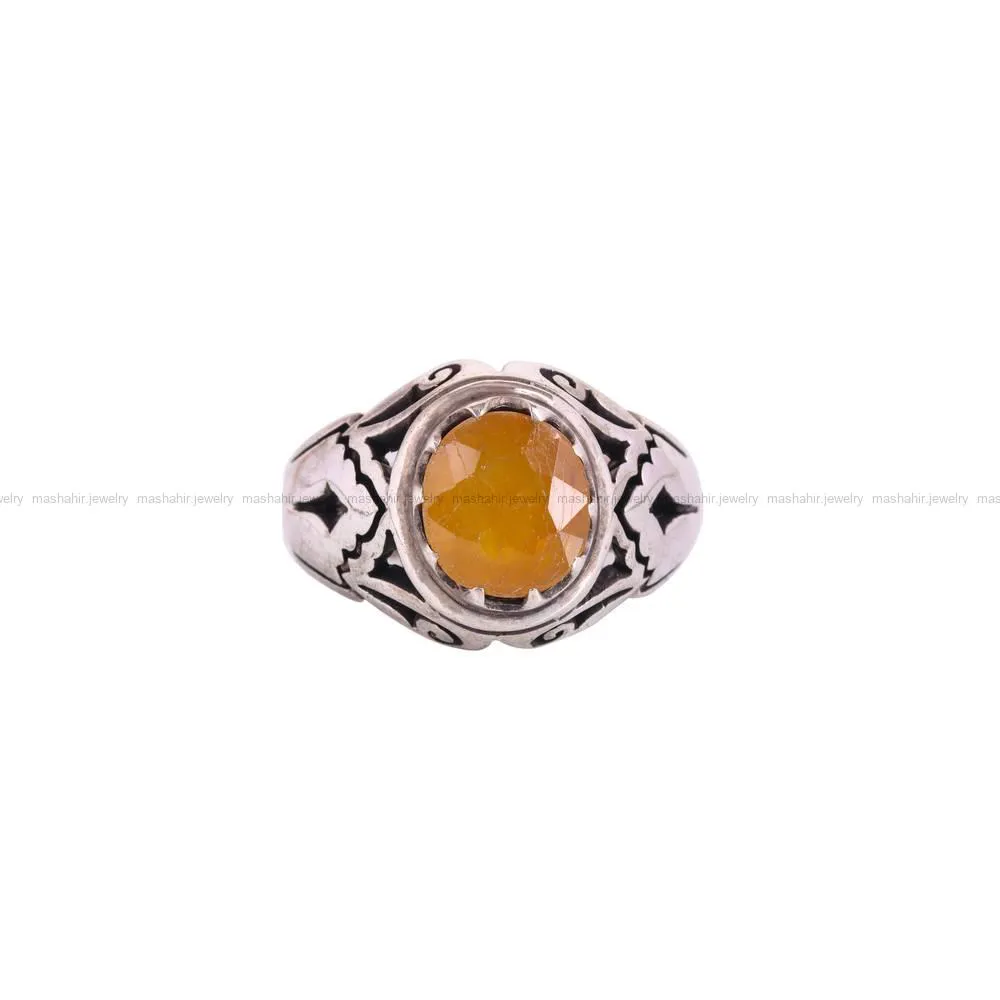 انگشتر یاقوت زرد مردانه کد 4654