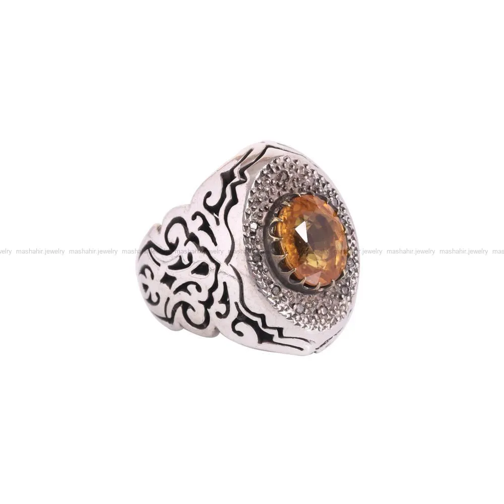 انگشتر یاقوت زرد مردانه کد 4661