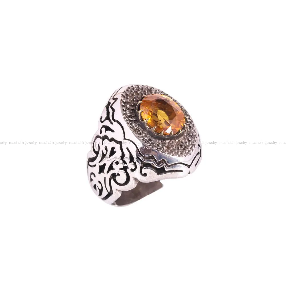 انگشتر یاقوت زرد مردانه کد 4661