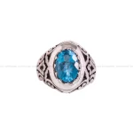 انگشتر توپاز آبی مردانه کد 4670