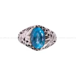 انگشتر توپاز آبی مردانه کد 4671