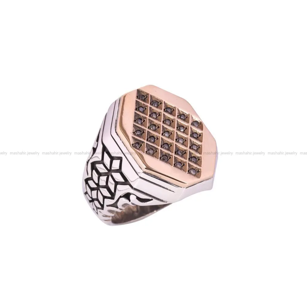 انگشتر صفحه برلیان مردانه کد 4673