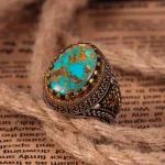 انگشتر فیروزه شجری مردانه کد 2954