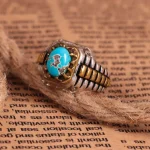 انگشتر فیروزه شجری مردانه کد 2958